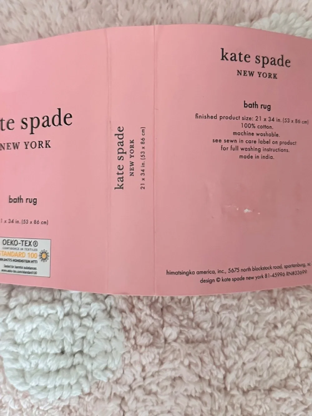 kate spade New York Bath Rug Pink & White Polka Dots NEW!